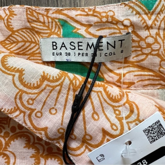 NWT Basement Tan Green Embroidered Pattern A Line Mini Skirt Size M - Picture 9 of 15